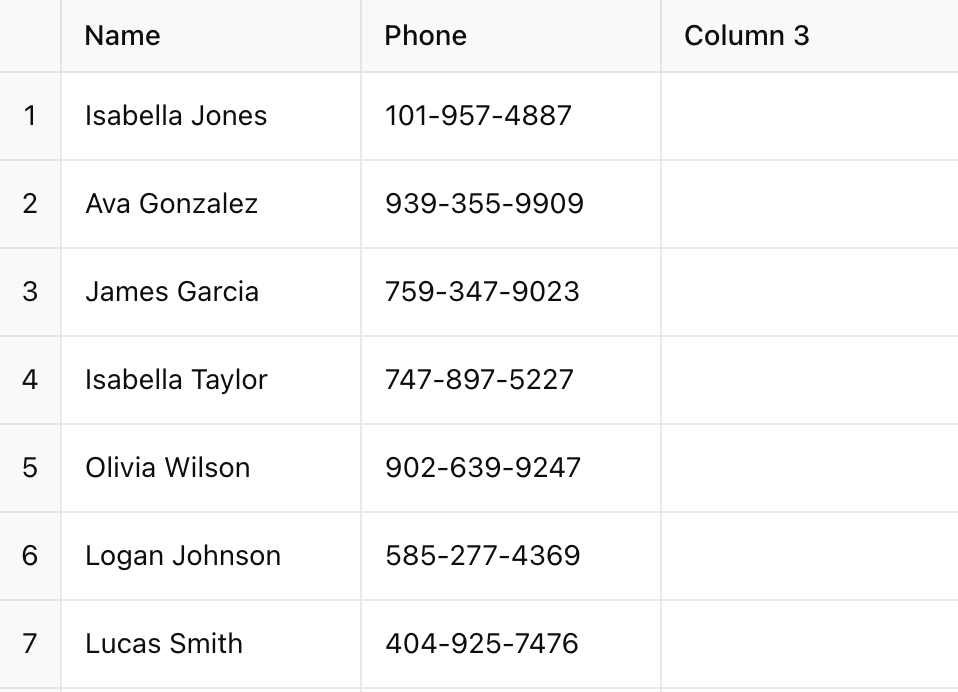 Sample CSV