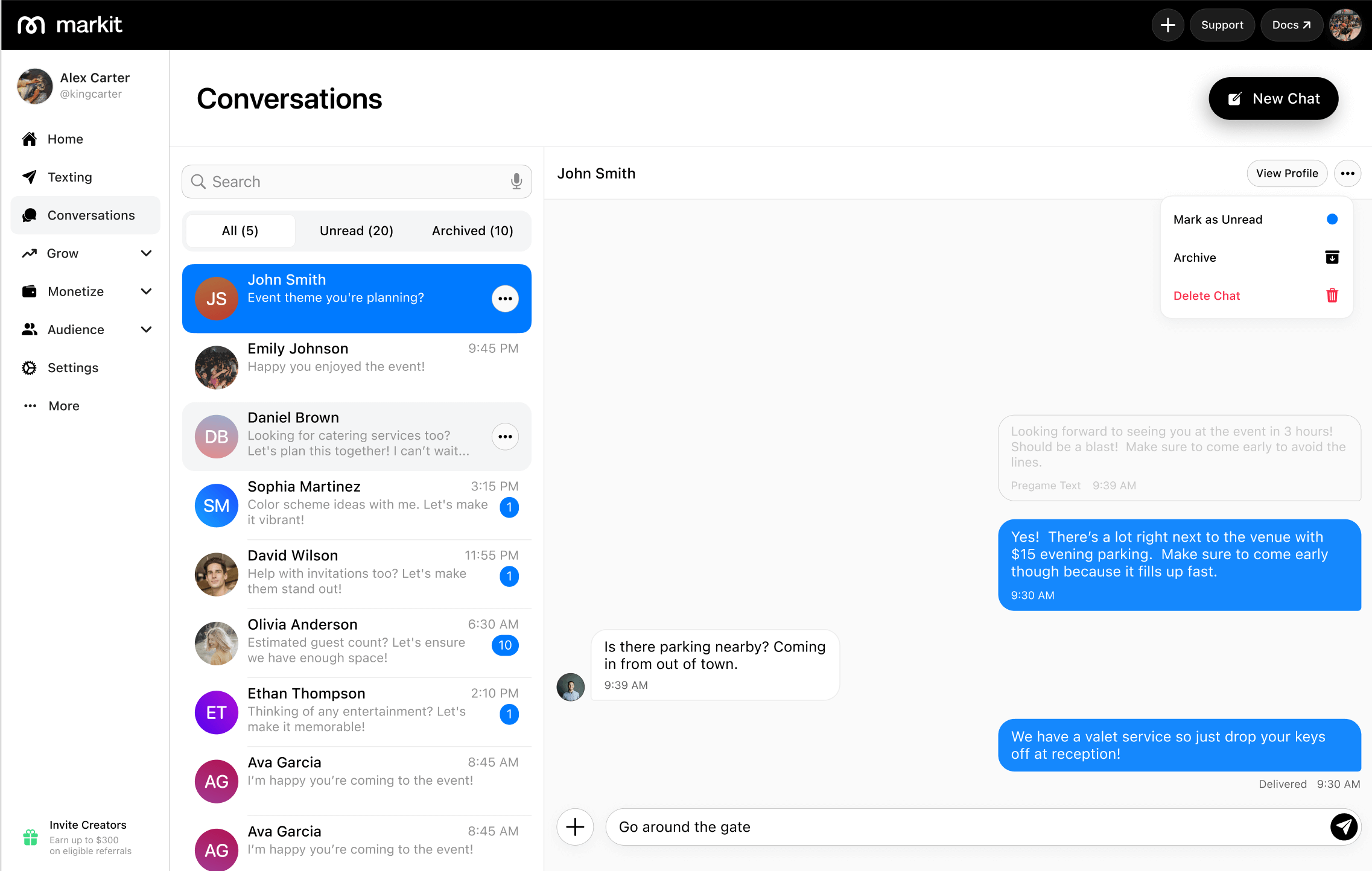 Two-Way texting screen