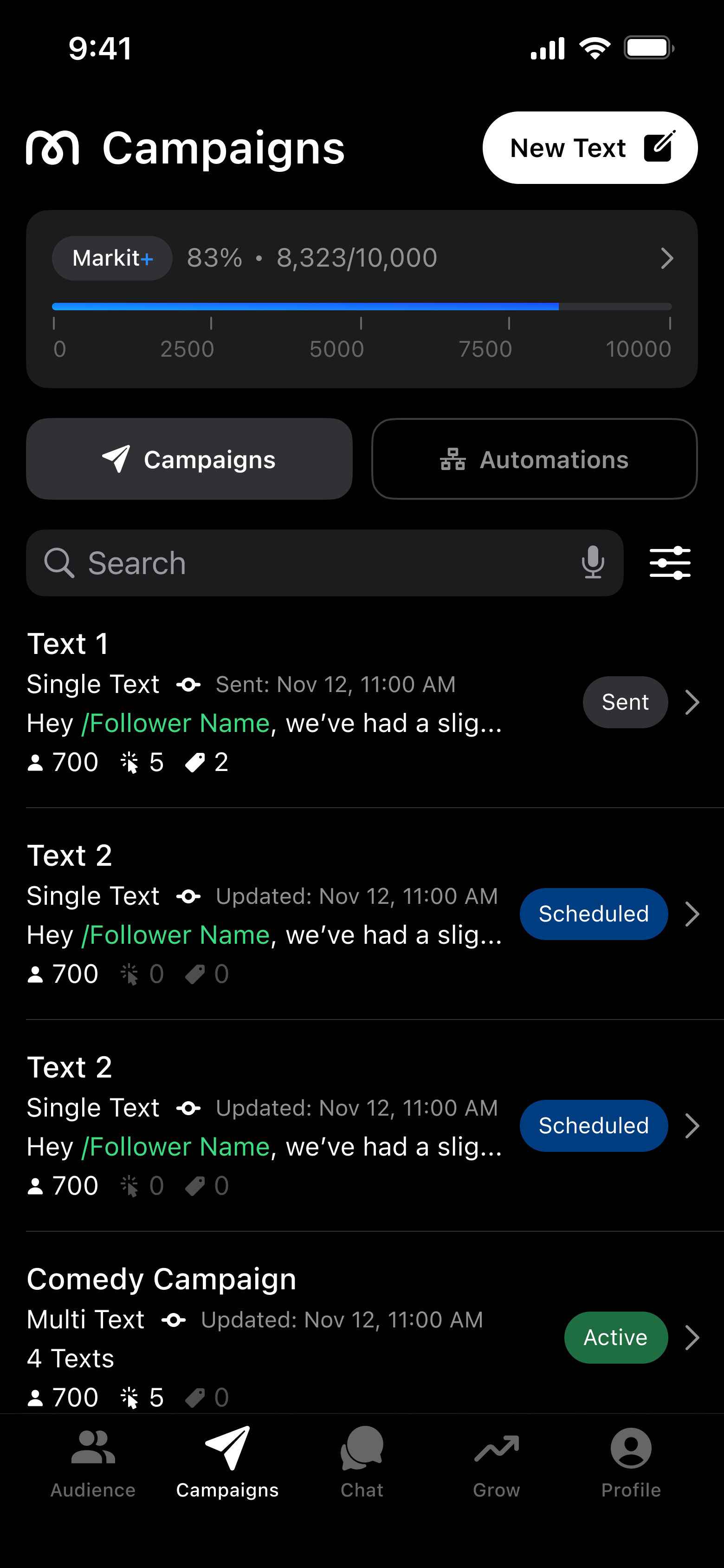 Campaign tab mobile