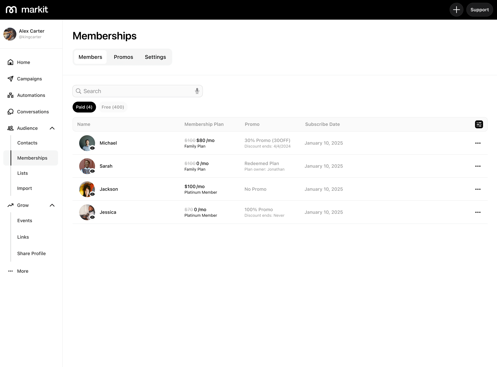 Members Page