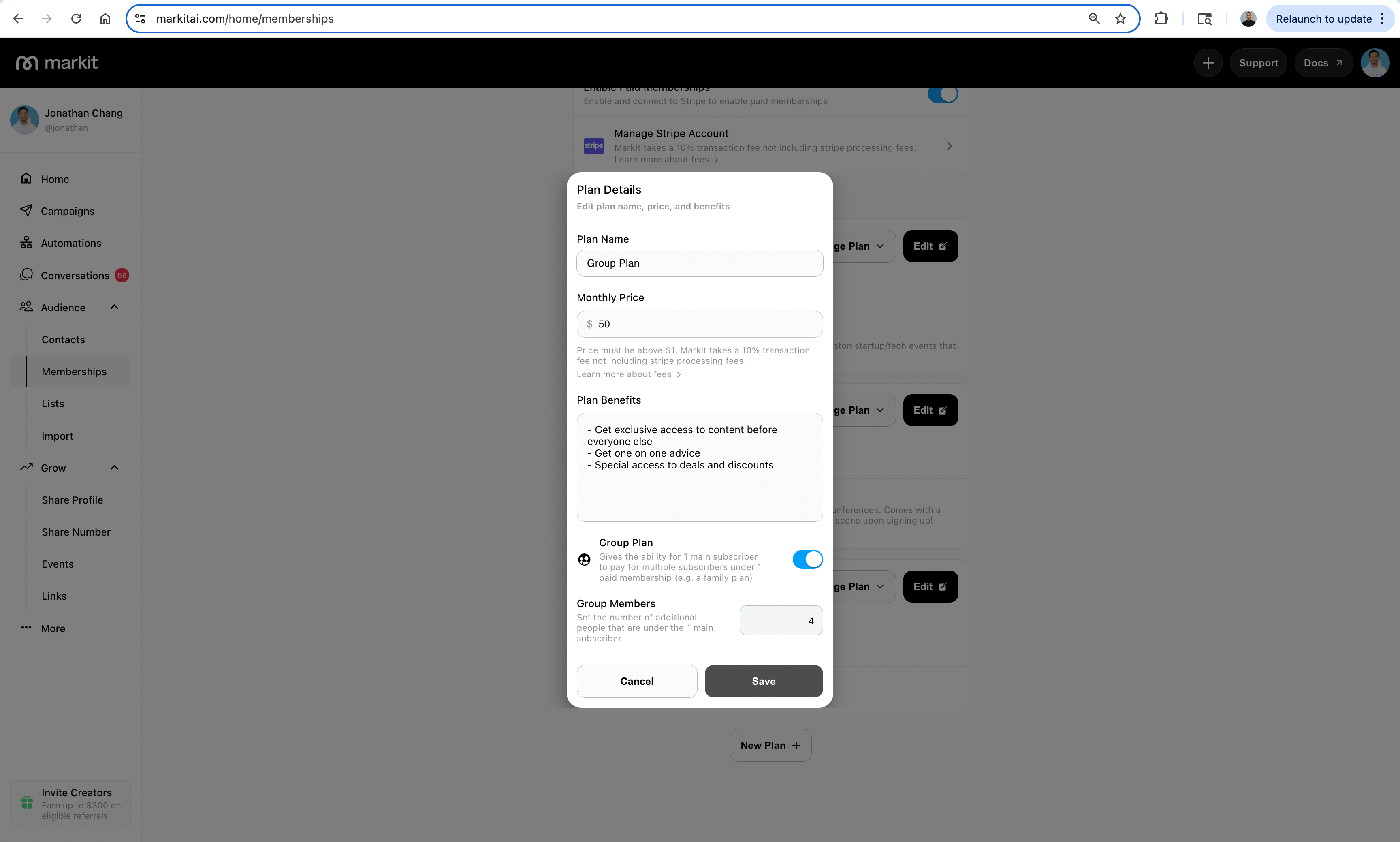 Make Group Plan Page