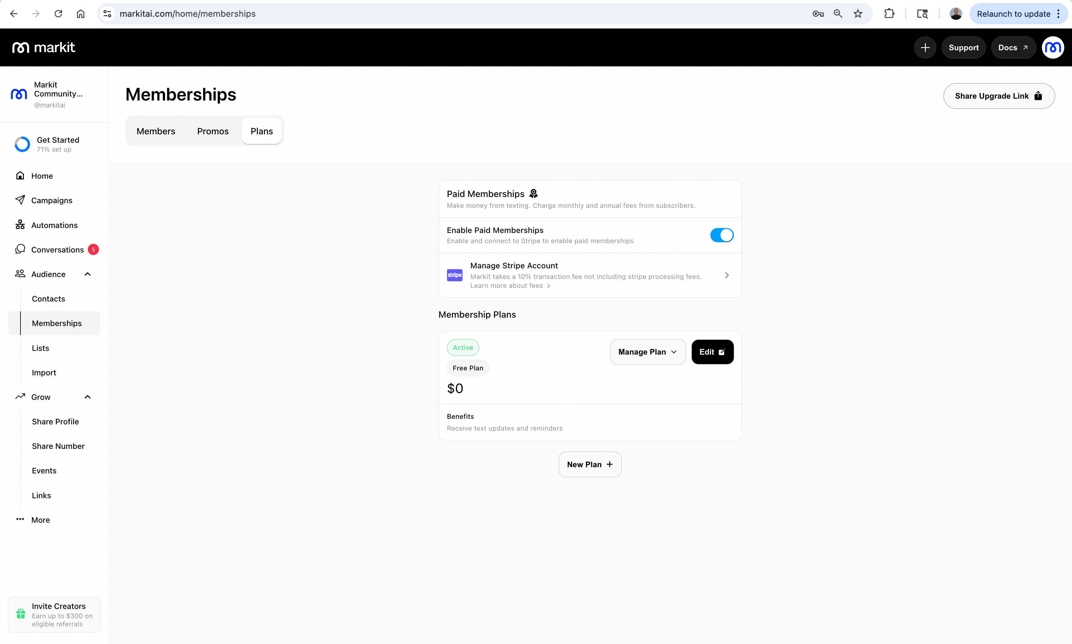 Plans Page
